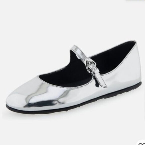 Aerosoles Women’s Perry Mary Jane Flat – Silver Patent, Size 8M - Picture 1 of 8